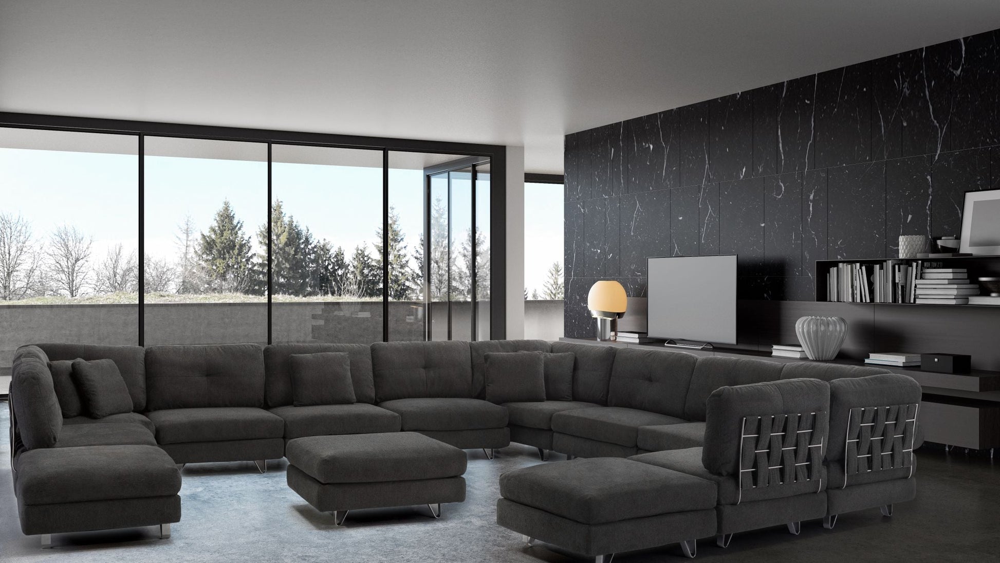 Charcoal Grey - Fabric::Lifestyle::Charcoal Grey couch||thirteen