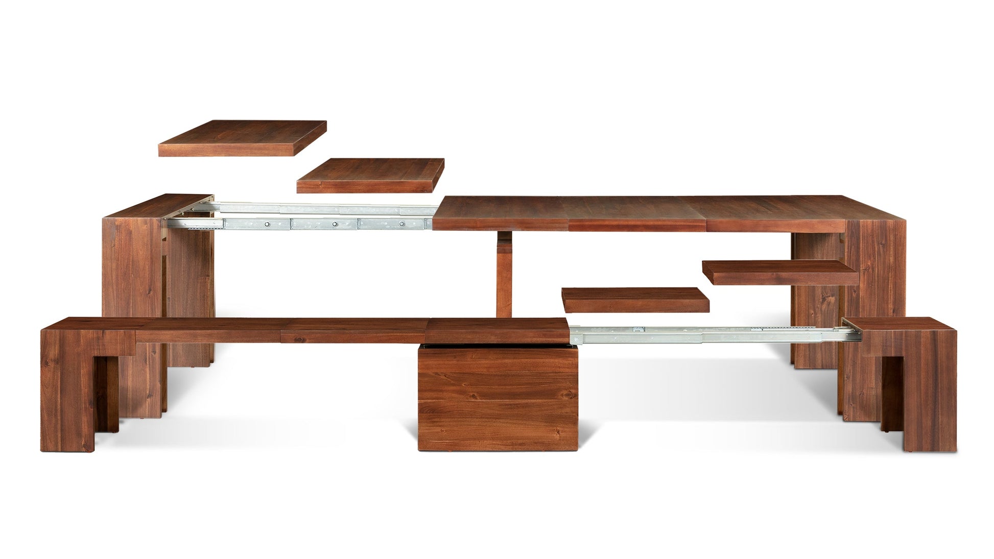 American Mahogany Transformer Table and Bench Shown with Removable Panels