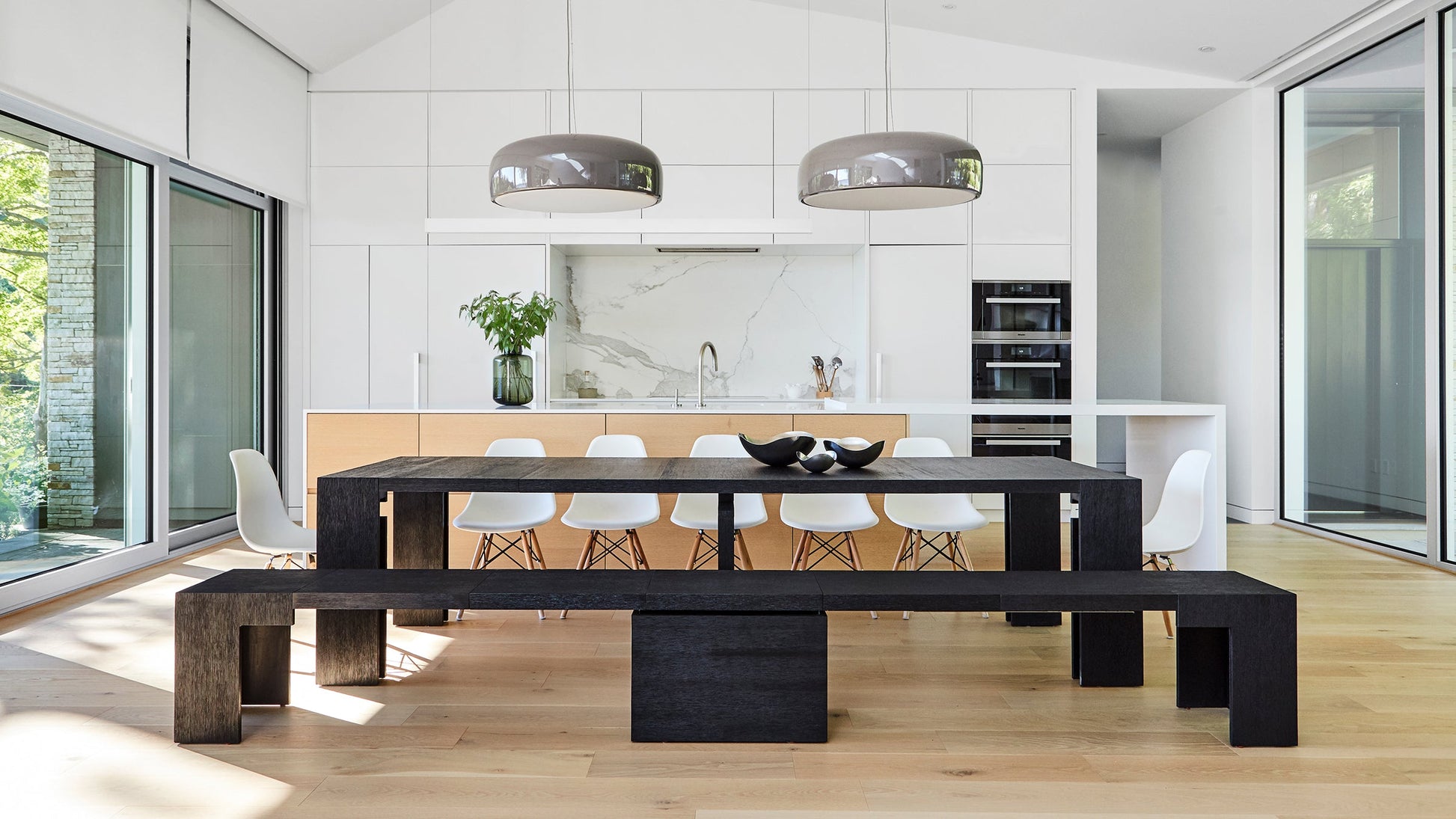 Canadian Dark Oak::Gallery::Expanded Canadian Dark Oak Transformer Table and Bench