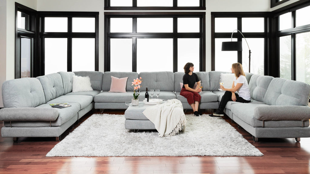 Timberwolf Grey - Fabric::Gallery::Grey Fabric Transformer Couch 10 seater