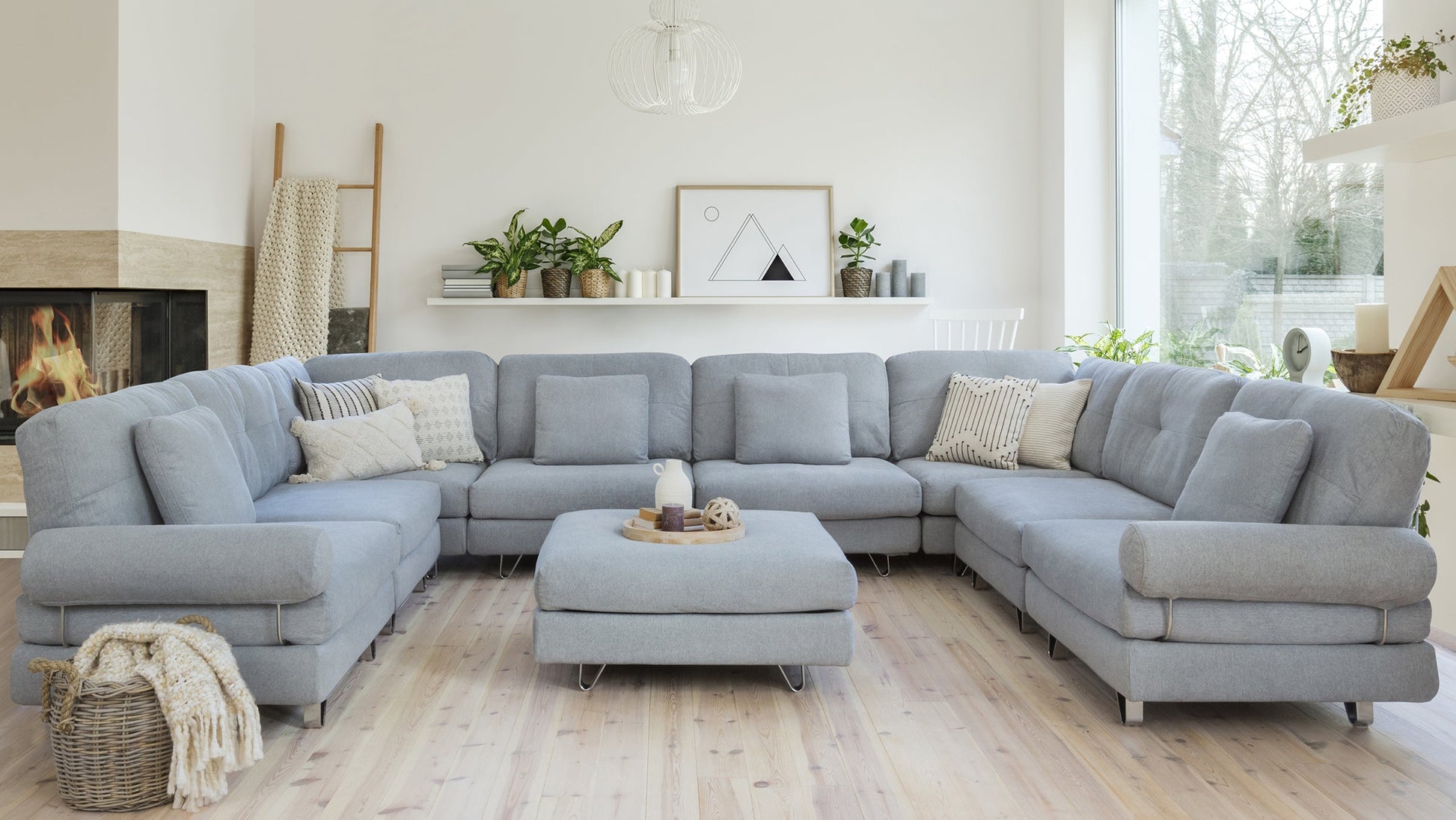 Timberwolf Grey - Fabric::Gallery::Grey Fabric Transformer Couch 10 seater