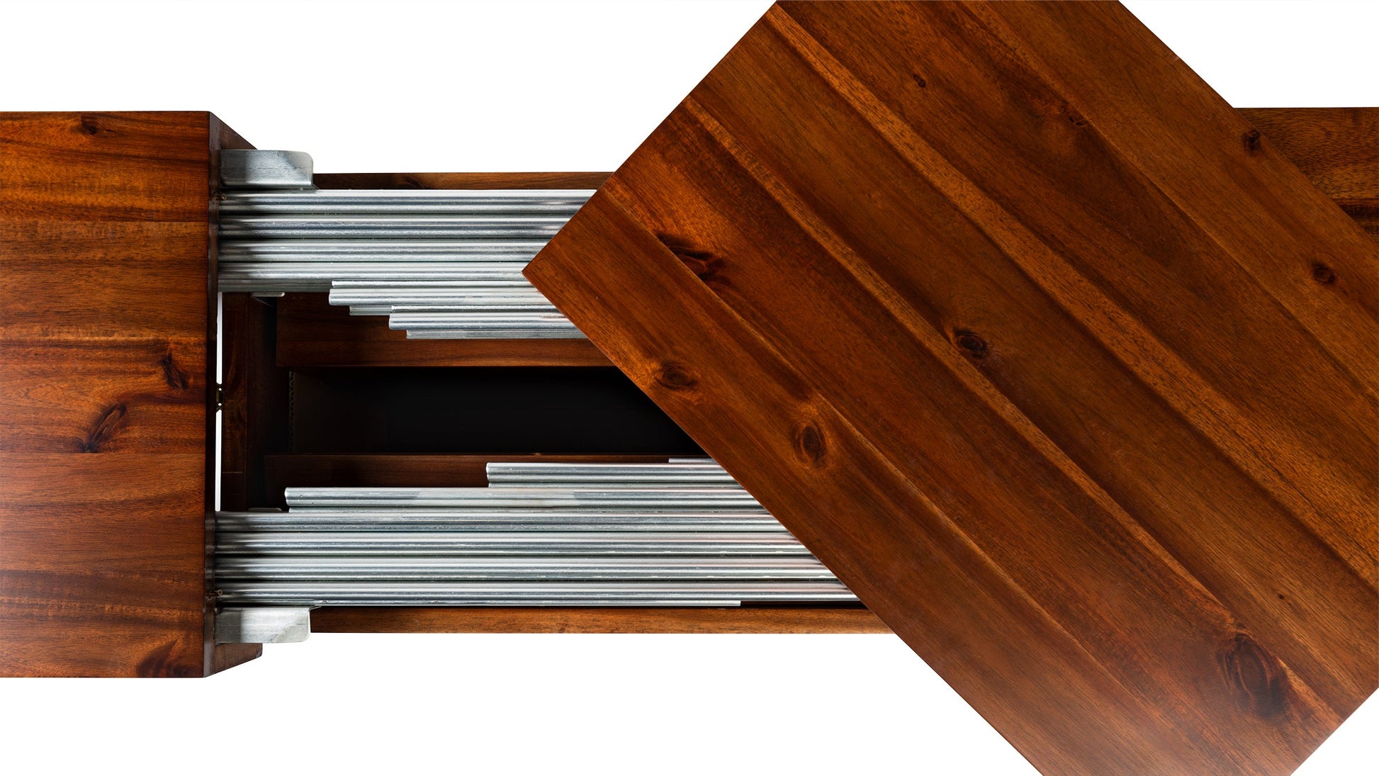 American Mahogany::Gallery::American Mahogany Transformer Table and Bench Panel Storage