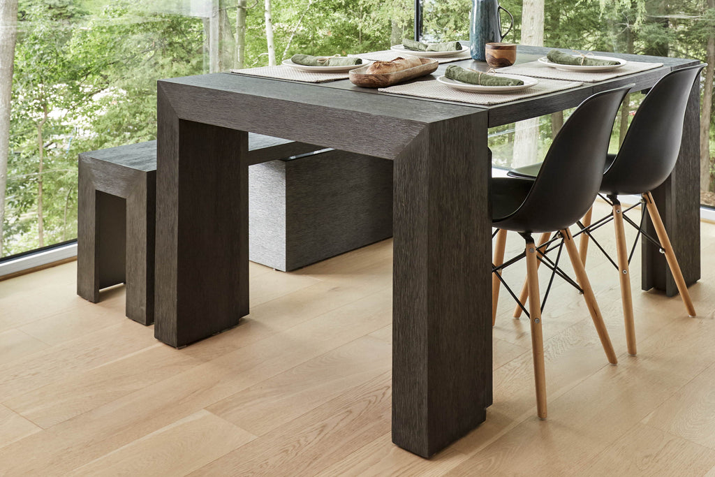 Siberian Birch::Lifestyle::Coffee time on the Canadian Dark Oak Transformer Table with chairs