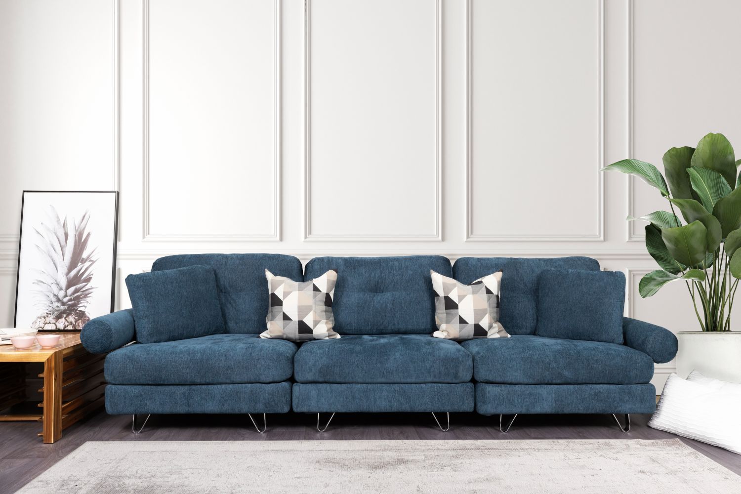 Navy Blue - Fabric::Lifestyle::Navy blue couch||three