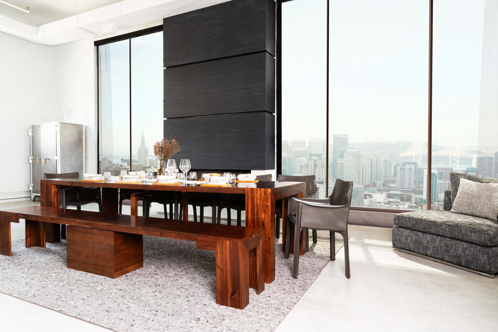American Mahogany::Lifestyle::American Mahogany Dining Set with a spectacular view on the city