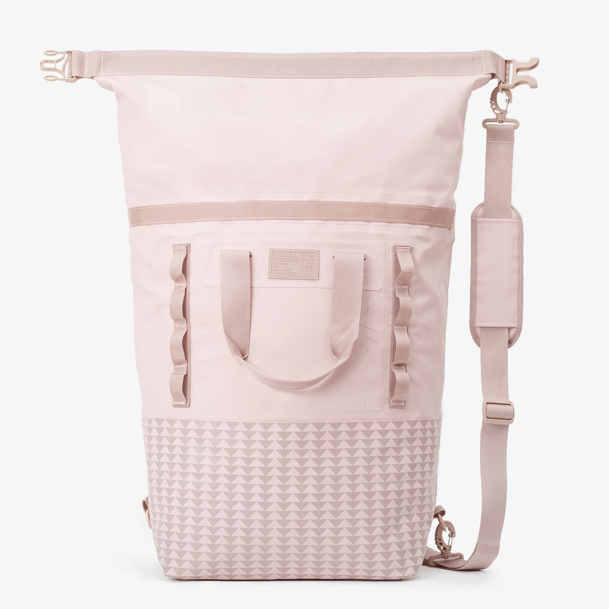 the 45L dirty pink so ill x on the roam dirt bag is shown fully unrolled
