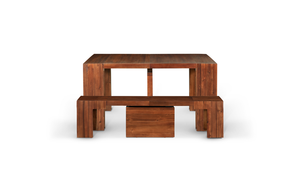 American Mahogany::LandingTimeline::Expanded American Mahogany dining set on white background