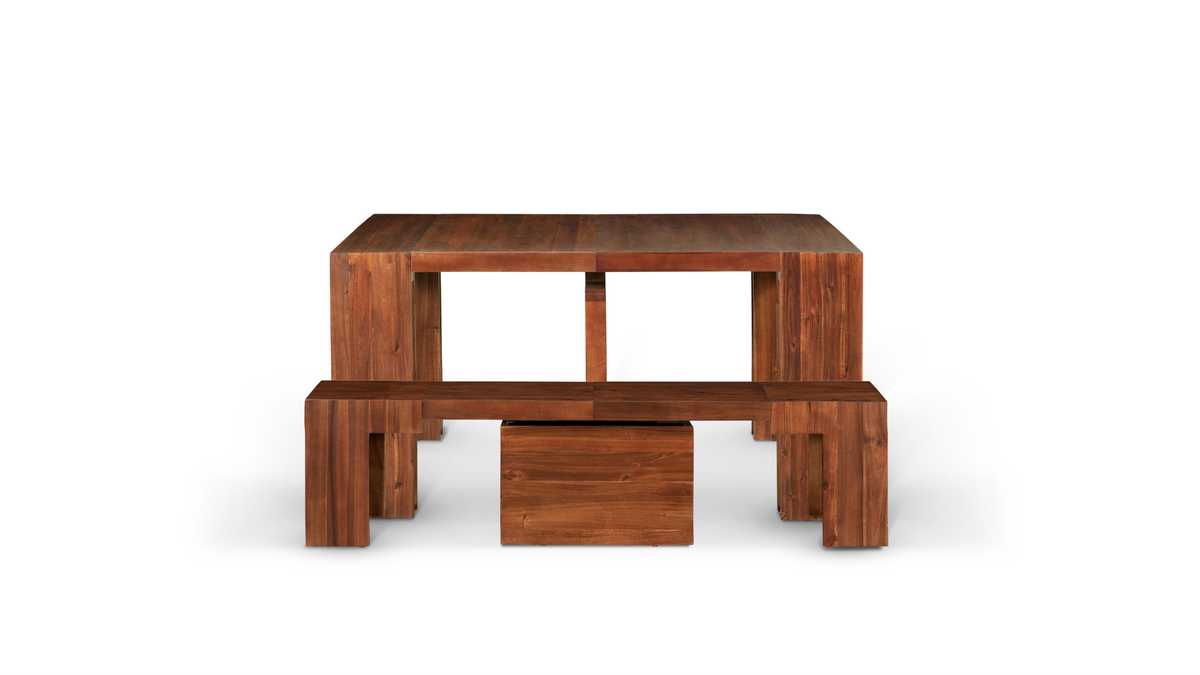 American Mahogany::LandingTimeline::Expanded American Mahogany dining set on white background