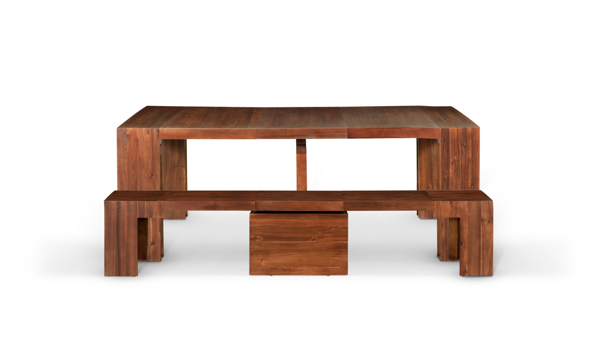 American Mahogany::LandingTimeline::Expanded American Mahogany dining set on white background