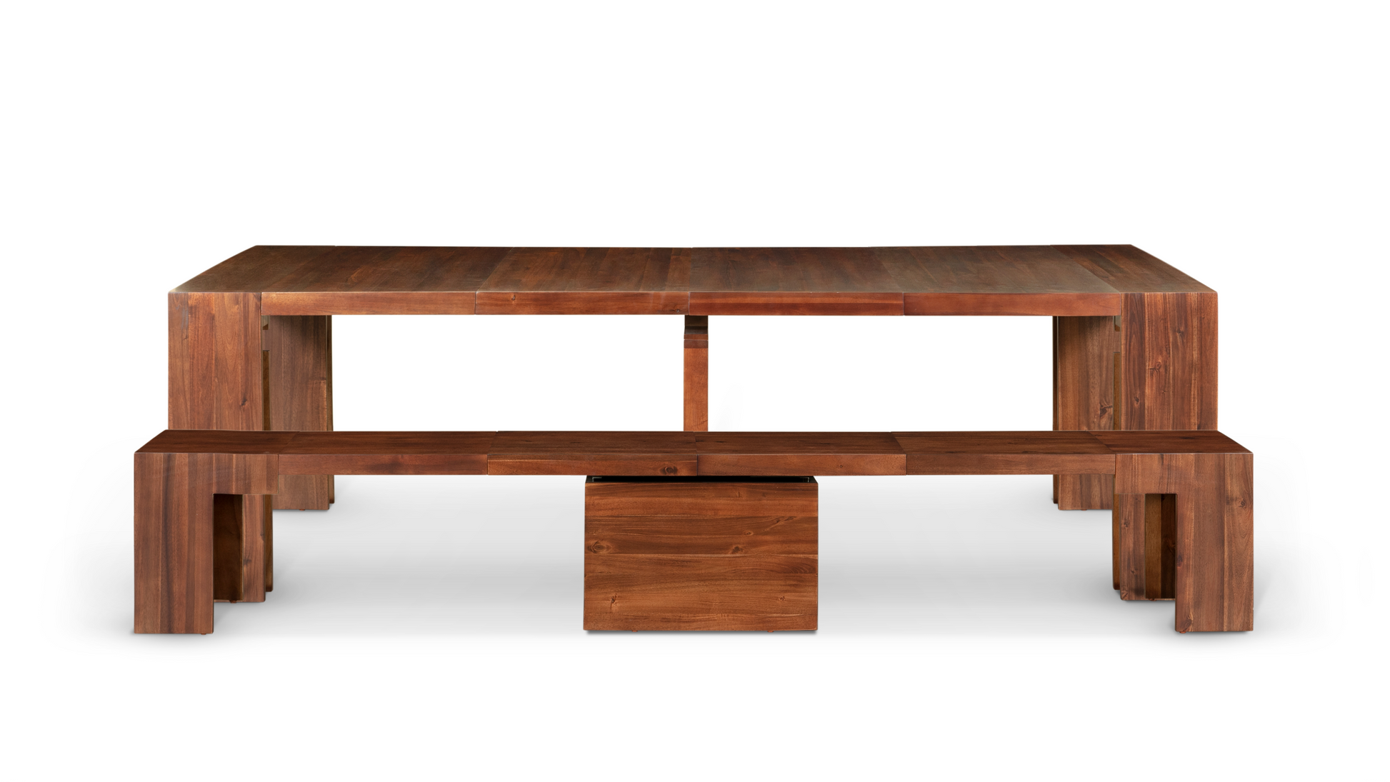 American Mahogany::LandingTimeline::Expanded American Mahogany dining set on white background