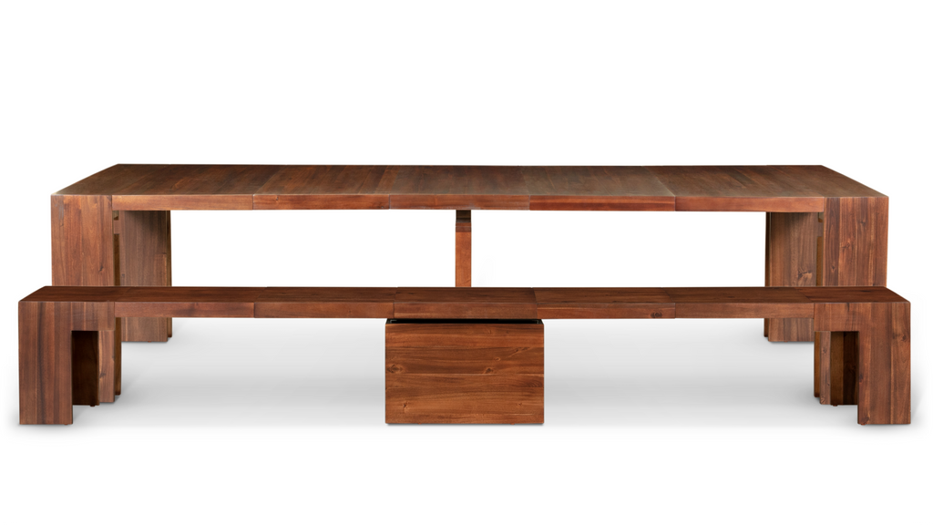 American Mahogany::LandingTimeline::Expanded American Mahogany dining set on white background